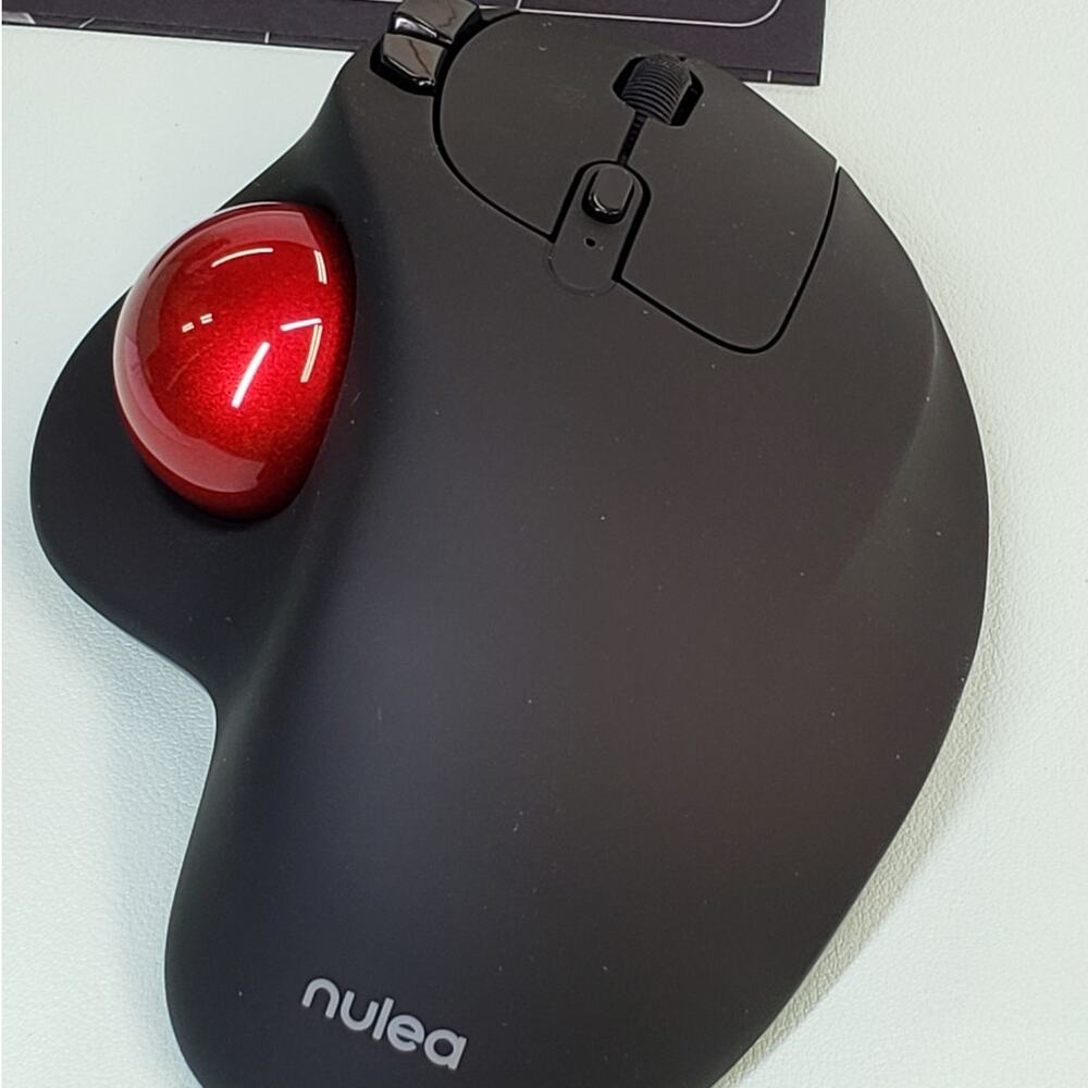 Nulea M501 Wireless Trackball Mouse Easy Thumb Control RED BALL Black Body